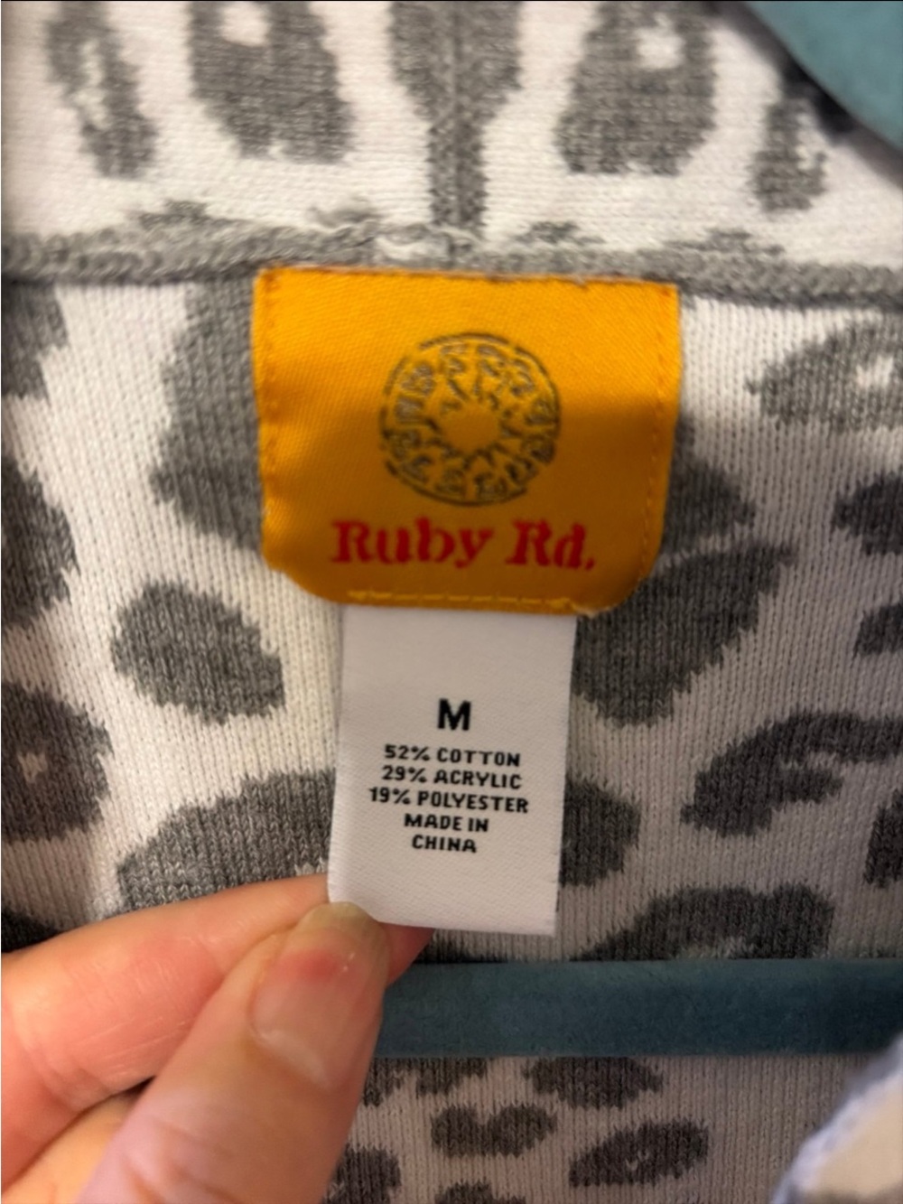 Ruby Rd. Grey and White Leopard Teddy Jacket - Picture 4 of 7